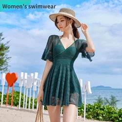 2023 New Boilersuit Swimsuit Covers The Belly and Looks Thin, Hot Spring Resort Swimming Female Beach Dress