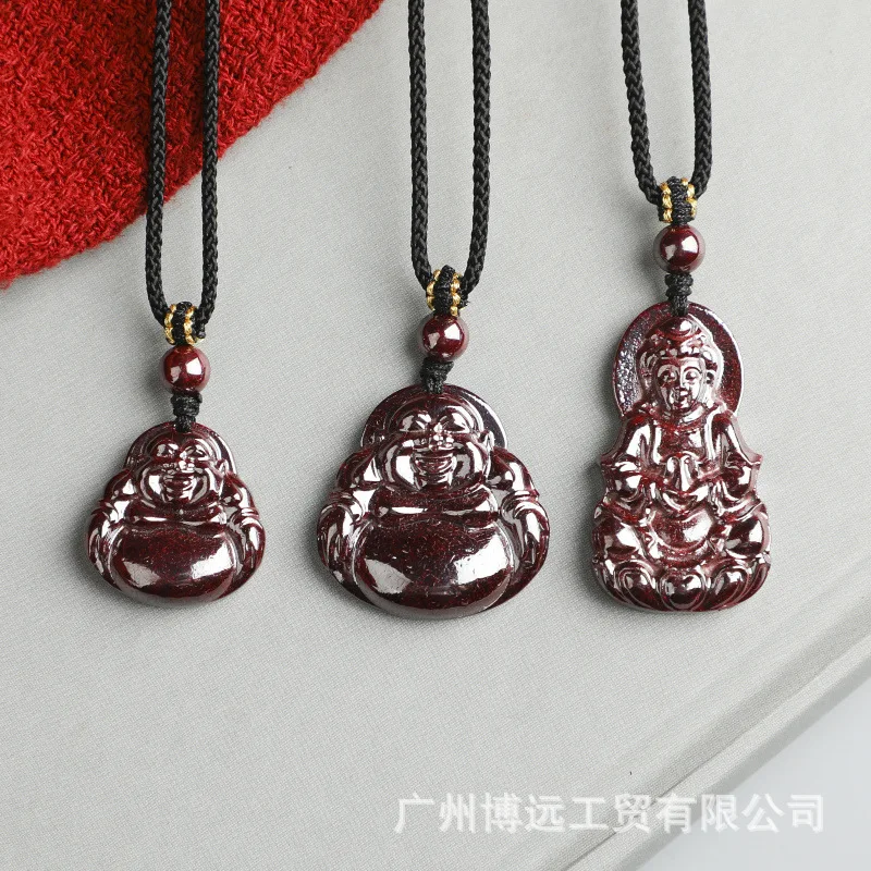 

Natural Carving Guanyin Buddha Necklace Restoration Sand Pendant