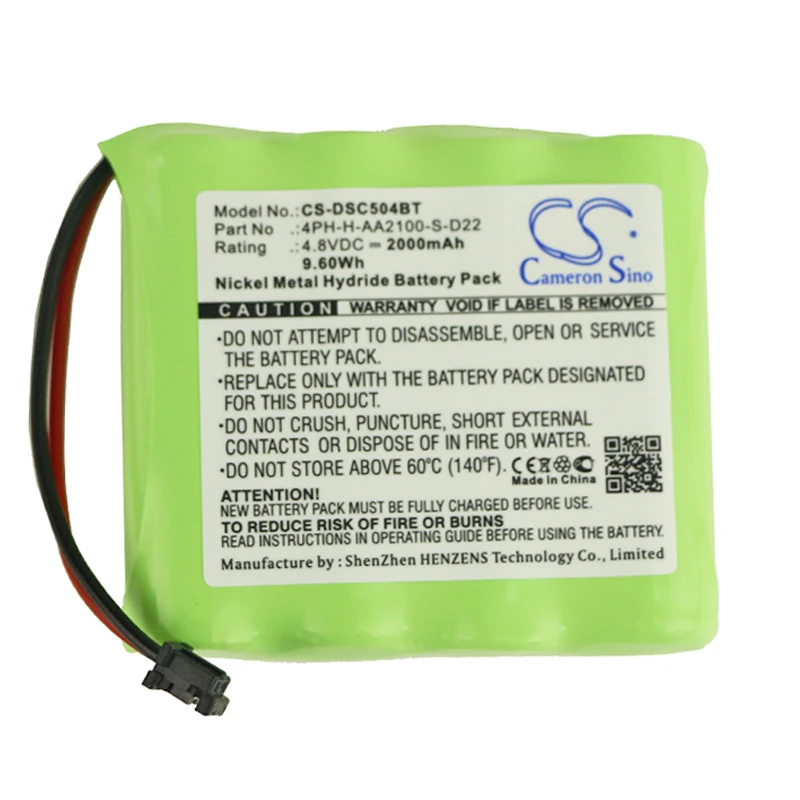 

GreenBatteryPower CameronSino 2000mAh 4.8V 9.60Wh Alarm System Ni-MH Battery for DSC 4PH-H-AA2100-S-D22,17000153,DSC-BATT2148V