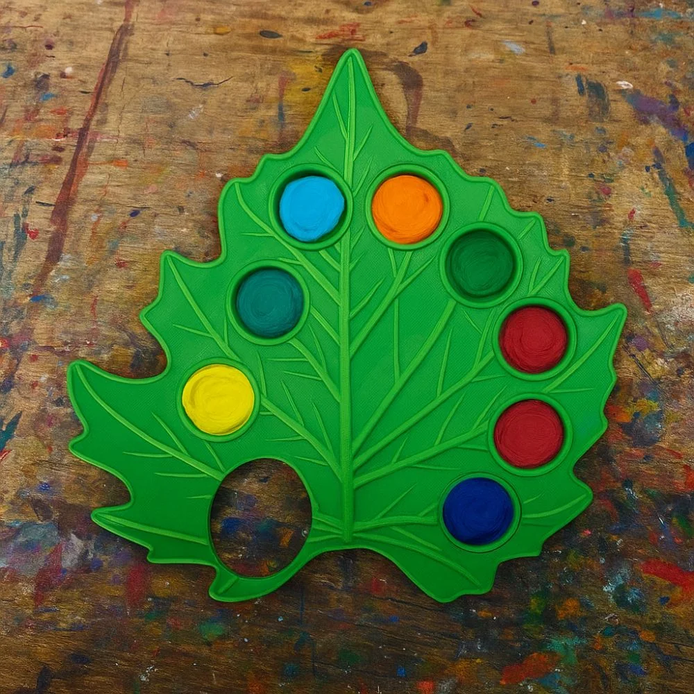 Portable Green Leaf Watercolor Palette Plant Shape Removable Paint Palette Reusable Mixing Tray Oil Paint