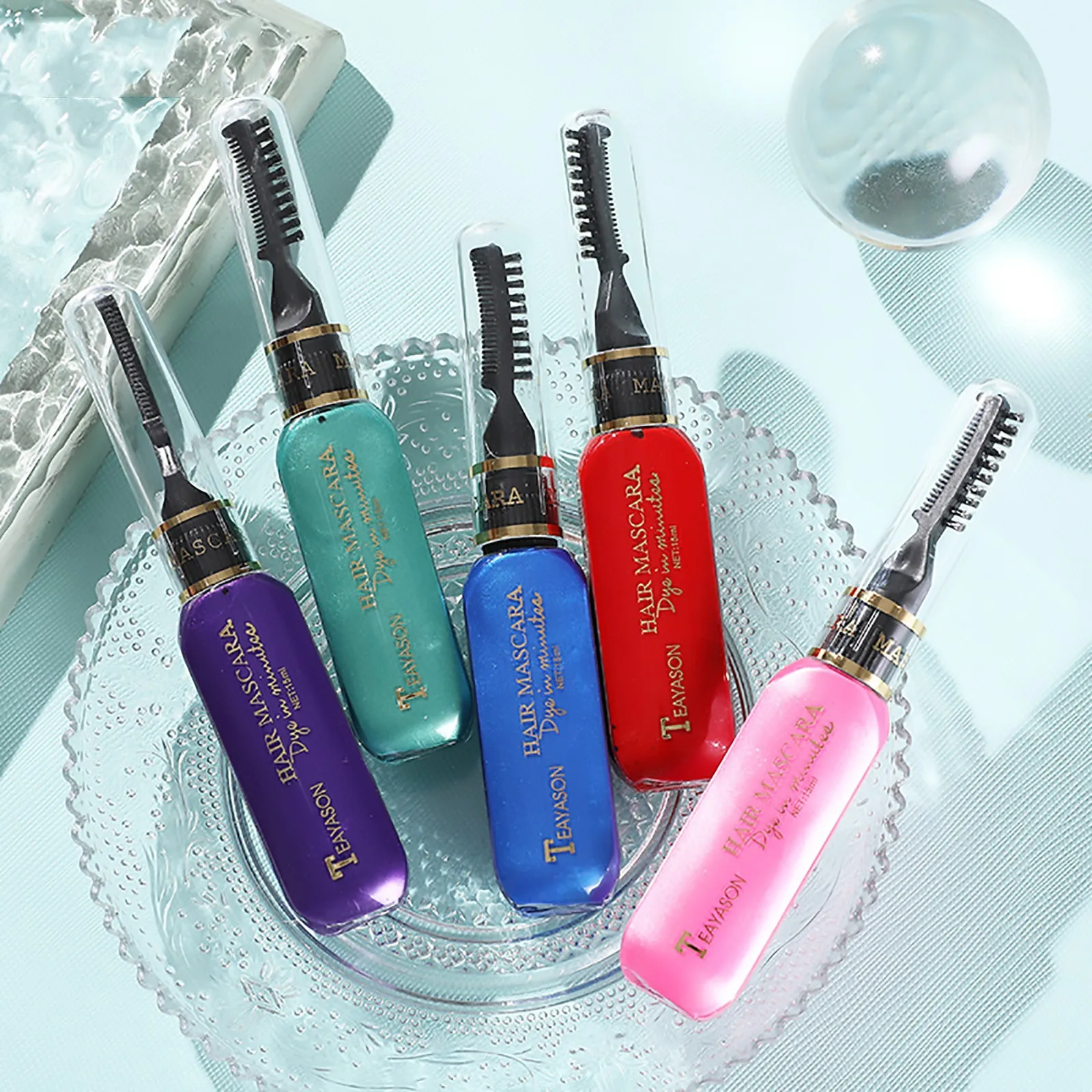 13 Colors Temporary Hair Mascara Instantly Hair Color D-ye Great Gift For Girls, Women, Temporary Hair Color Chalk 15ml