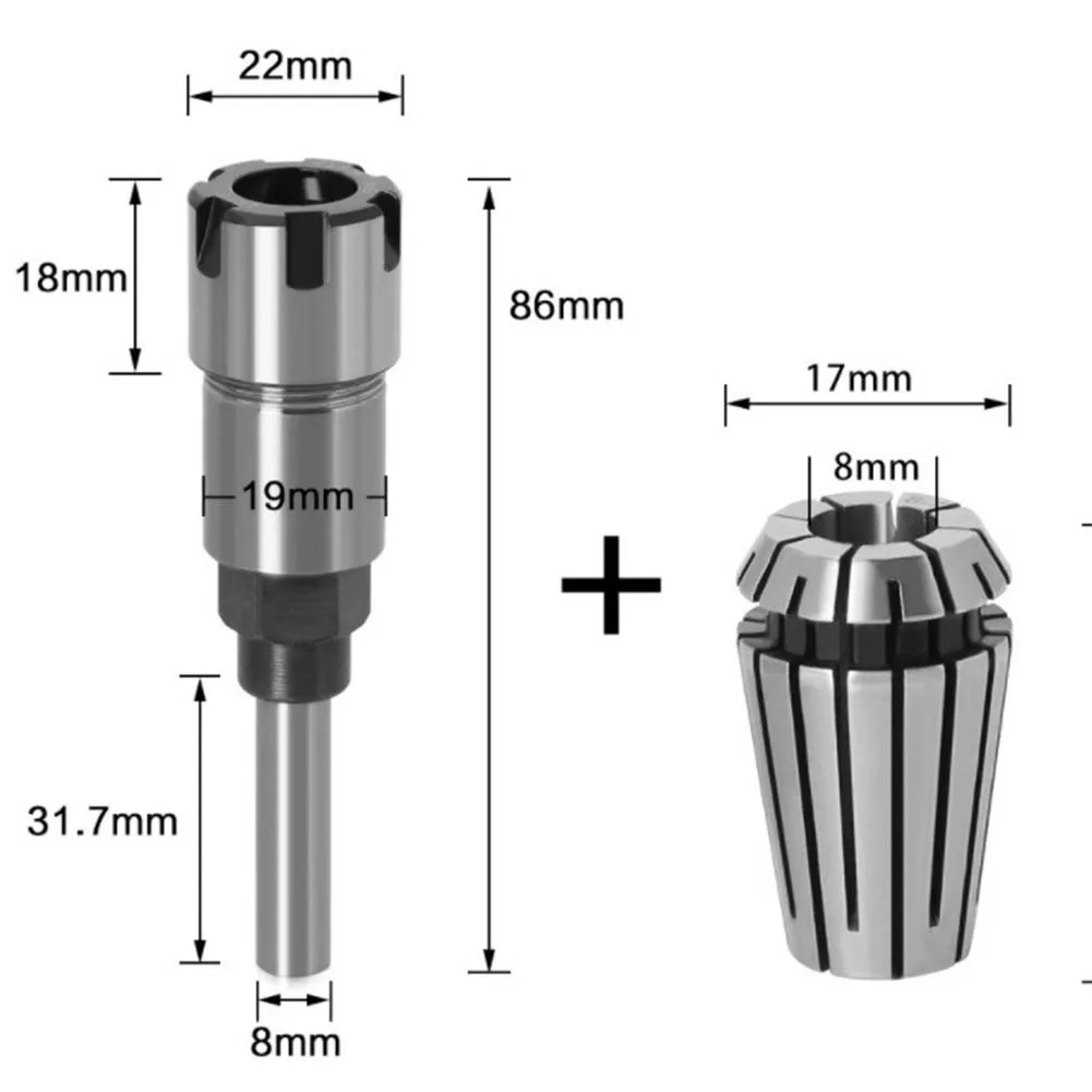 1pc 8mm Shank Router Bit Extension Rod With Collet Chuck Kit For Woodworking Trimming Engraving Machine Extension Milling