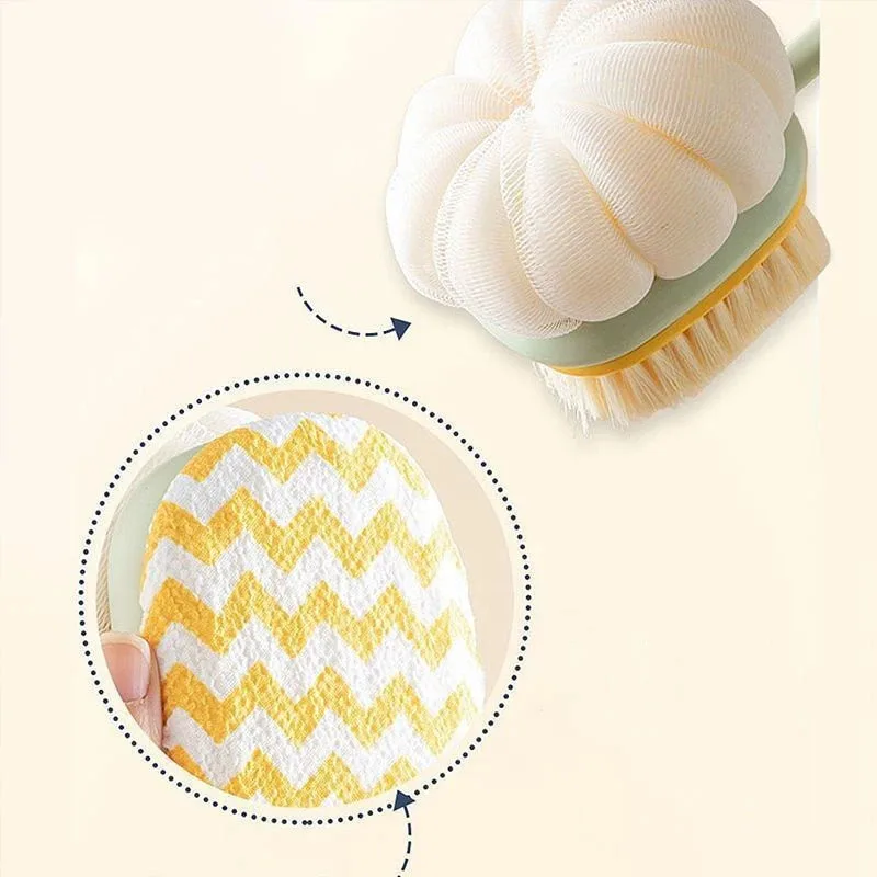 Cepillo de baño 2 en 1 de mango largo con cerdas suaves y duras, diseñado con un exfoliante de espalda exfoliante de doble cara para la ducha