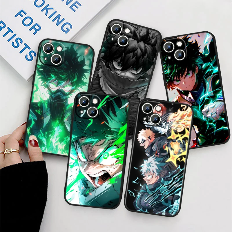 My Hero Academia Midoriya Izuku Phone Case For Apple iPhone 16 15 14 13 12 mini 11 XS XR X 8 7 Pro Max Plus Black Cover Silicone