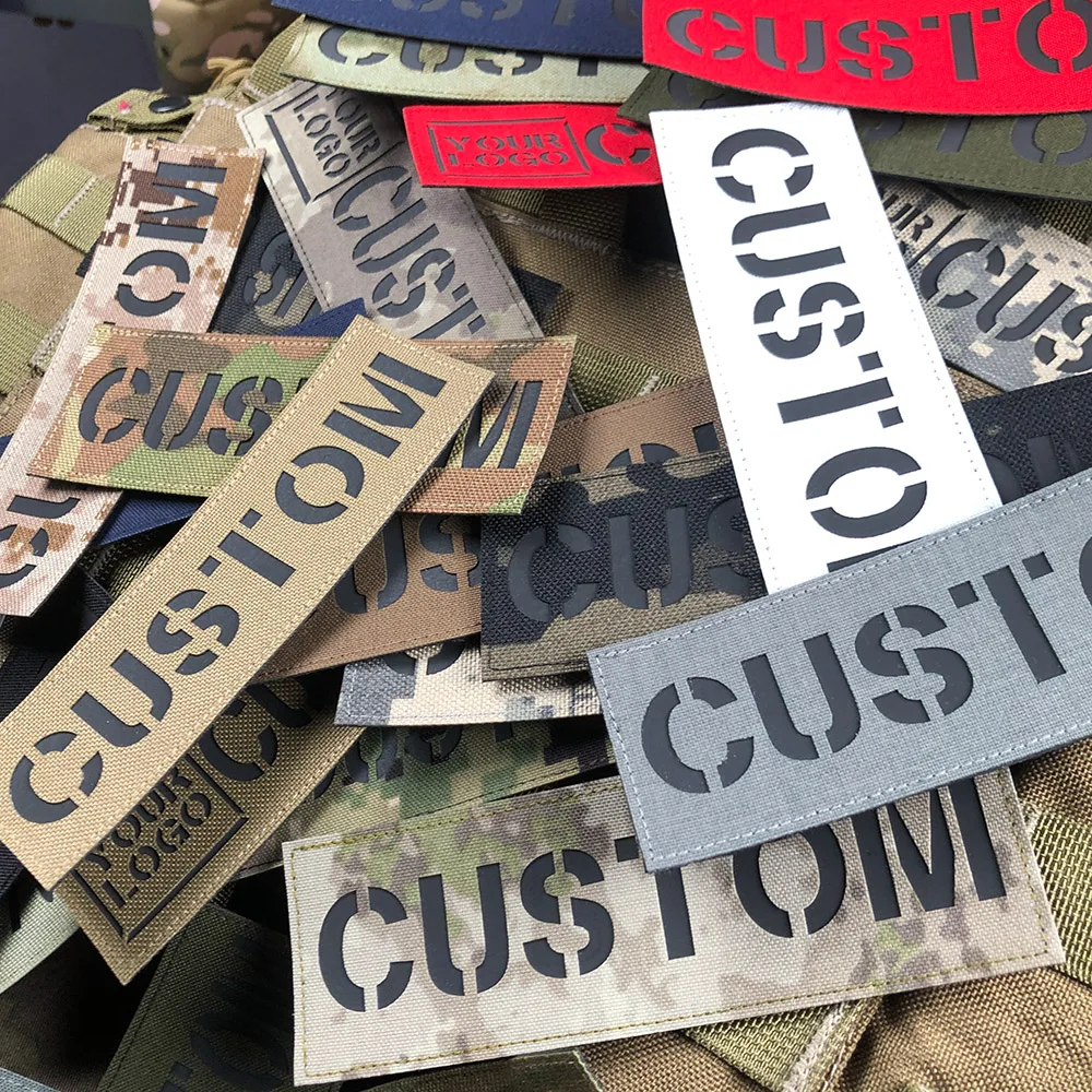 Big Name Tapes Custom Logo Flag Laser Cut IR IFF Infrared Reflection Patch  Black Letters Morale Tactics Military Airsoft