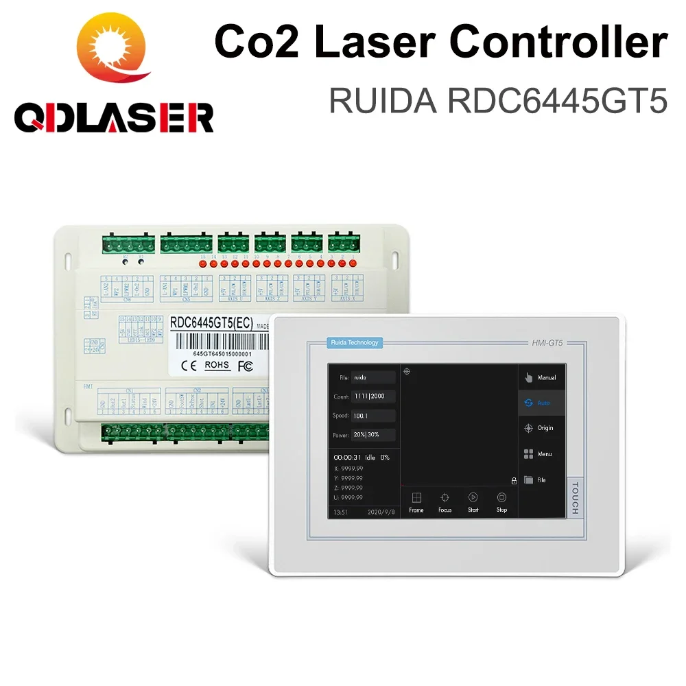 

QDLASER Ruida RDC6445GT Stand-alone laser cutting control system with touch screen White/Black for Co2 laser engraving machine