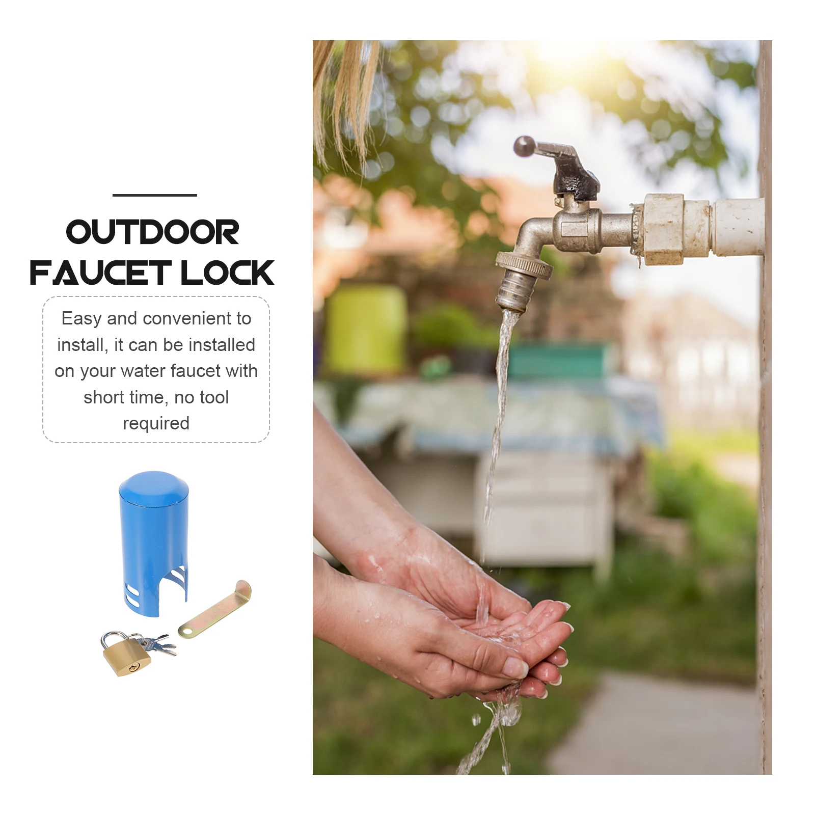 

1 комплект, наружный замок, крышка для крана воды, противоугонная защитная крышка для садового шланга, кухонный кран, замок, прочный металлический кран