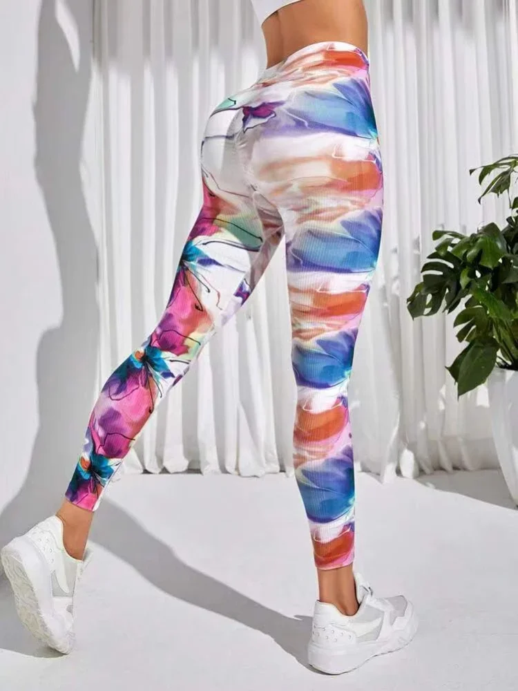 Sport Print Legging High Waist Rainbow Seamless Yogo Gym Leggings Fashion Tights Fitness Push Up Butt Jogging Pants  fitness