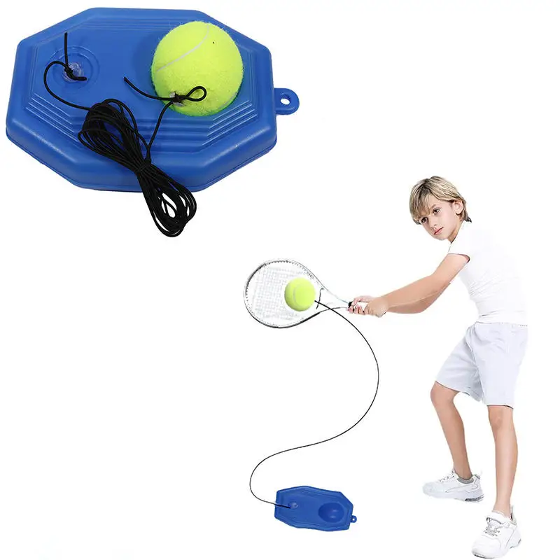 Single Tennis Trainer Heavy Duty Base With Elastic Rope Ball Outdoor Practice Self-Duty Rebound Sparring Device for Tennis Lover