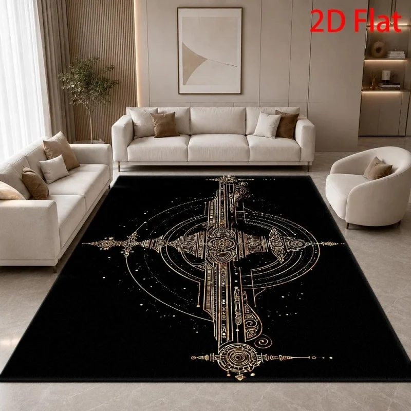 Dramatic Dark Cloud Full Moon Night Sky Cosmic Large Area Rug, Mystic Night Cloudscape Non-slip Floor Carpet for Modern Decor