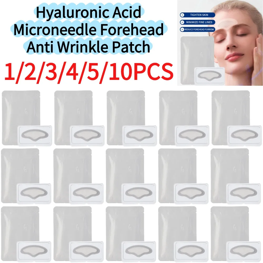 1/2/3/4/5/10PCS Hyaluronic Acid Microneedle Forehead Anti Wrinkle Patch 0.01MM 2000 Needles Firming Skin Sticker Skin Care