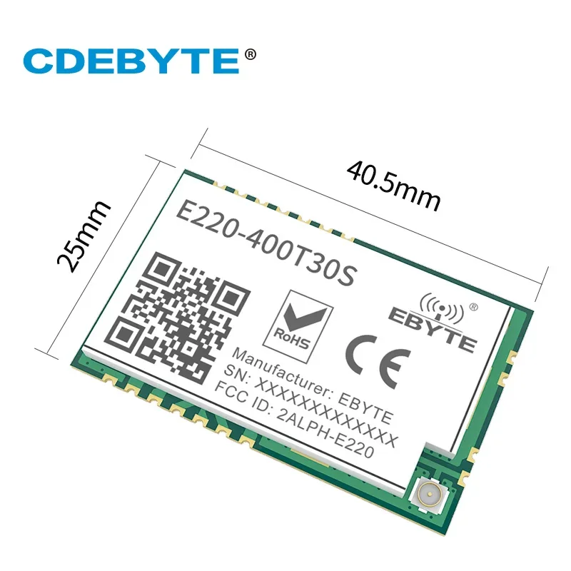 LoRa Wireless Module E220-400T30S FSK RSSI ISM 433MHz 470MHz 30dBm LoRa Spread Spectrum SMD UART Interface IPEX  Antenna