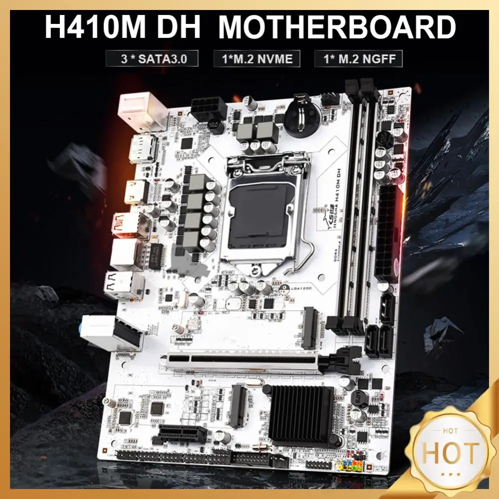 

H410M DH Computer Motherboard NVME NGFF M.2 LGA1200 Desktop Motherboard Gigabit LAN 2*DDR4 64GB USB3.0/2.0 SATA 3.0 PCI-E 3.0