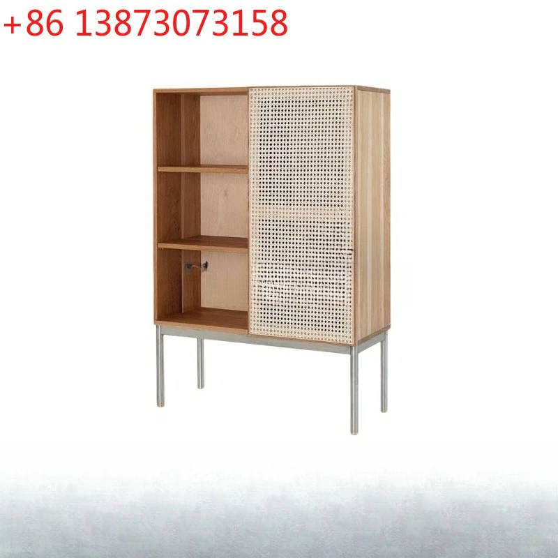 FG rattan coffee table solid wood TV cabinet living room new simple modern bedroom wall cabinet narrow