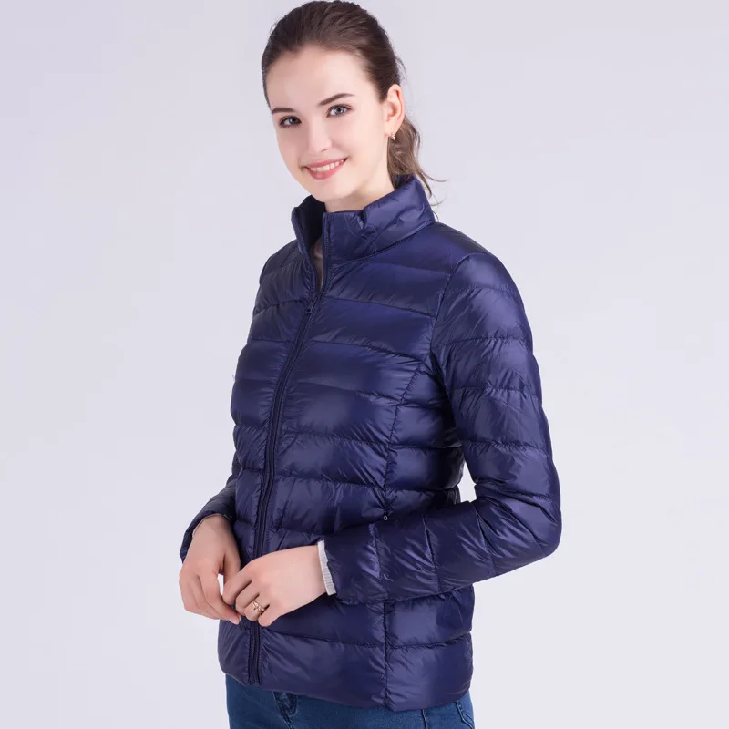 Chaquetas ultraligeras de plumón de pato para mujer, abrigos cálidos de diseño corto Delgado, Color caramelo, otoño e invierno, nuevo