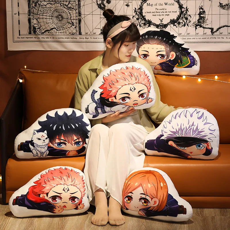 Kawaii Jujutsu Kaisen Plush Pillows Cute Anime Cushion Gojo Satoru Dakimakura Geto Suguru Stuffed Doll Yuji Itadori Throw Pillow