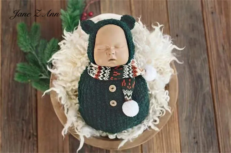 Baby bears sleeping bags handmad knitted Newborn photo shooting infant twins studio photo props