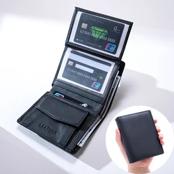 men's wallet Genuine Leather Wallets For Men Coin Purse Vintage Vertical business Credit Card Holder Money Bag Men's RFID wallet