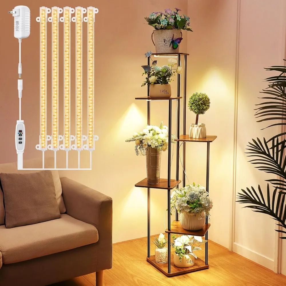 

Sturdy Metal Plant Racks, Plant Racks with Growth Lights, Multiple Plant Supports, 6 Layers and 6 Cans