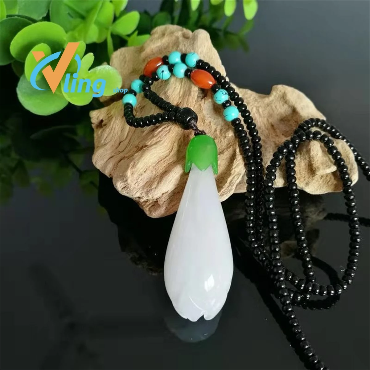 JewelryWholesale Xinjiang Jinsi Jade White Jade Orchid Pendant Sweaters Chain  ArticlesFashion Simple Versatile Gift Charm Retro