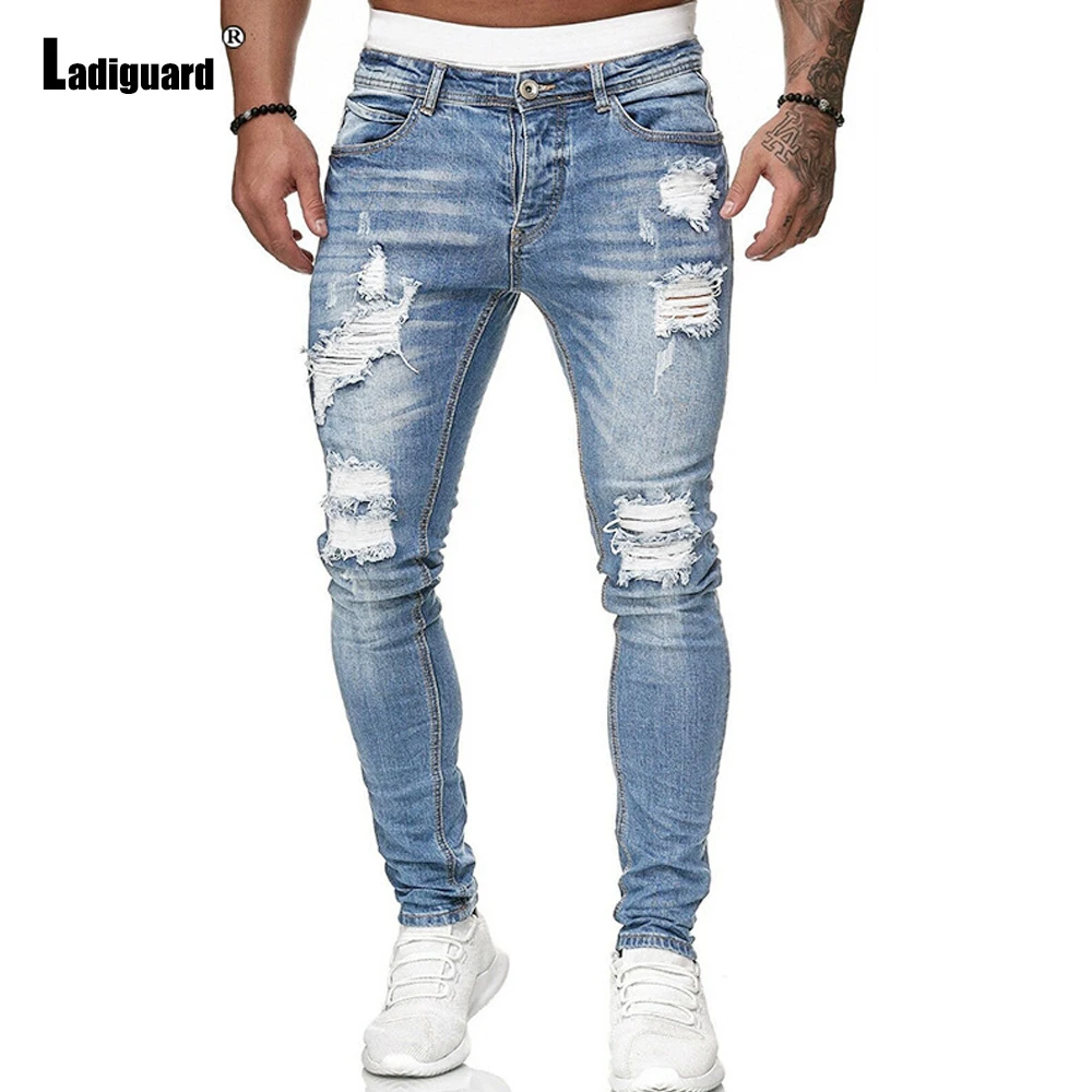 

Sexy Jeans Denim Pants Men Casual Retro Pants Demin Street Wear 2024 European and American style Fashion Ripped Demin Trouser