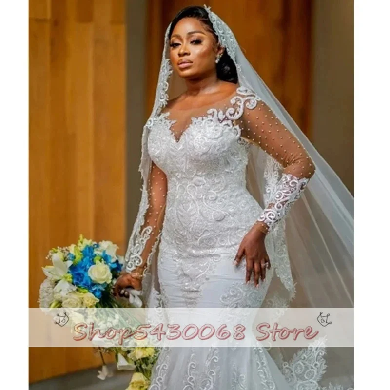 Plus Size Illusion Country abiti da sposa profondo scollo a V maniche lunghe abiti da sposa in pizzo abito per sposa a strati Robe De Soiree