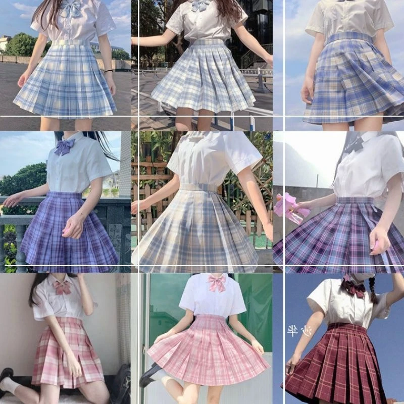 

New Style Japanese Plaid High Waist Pleated Mini Skirt Women Student Girls Multiple Colors School Wear Kawaii Harajuku JK Skirts