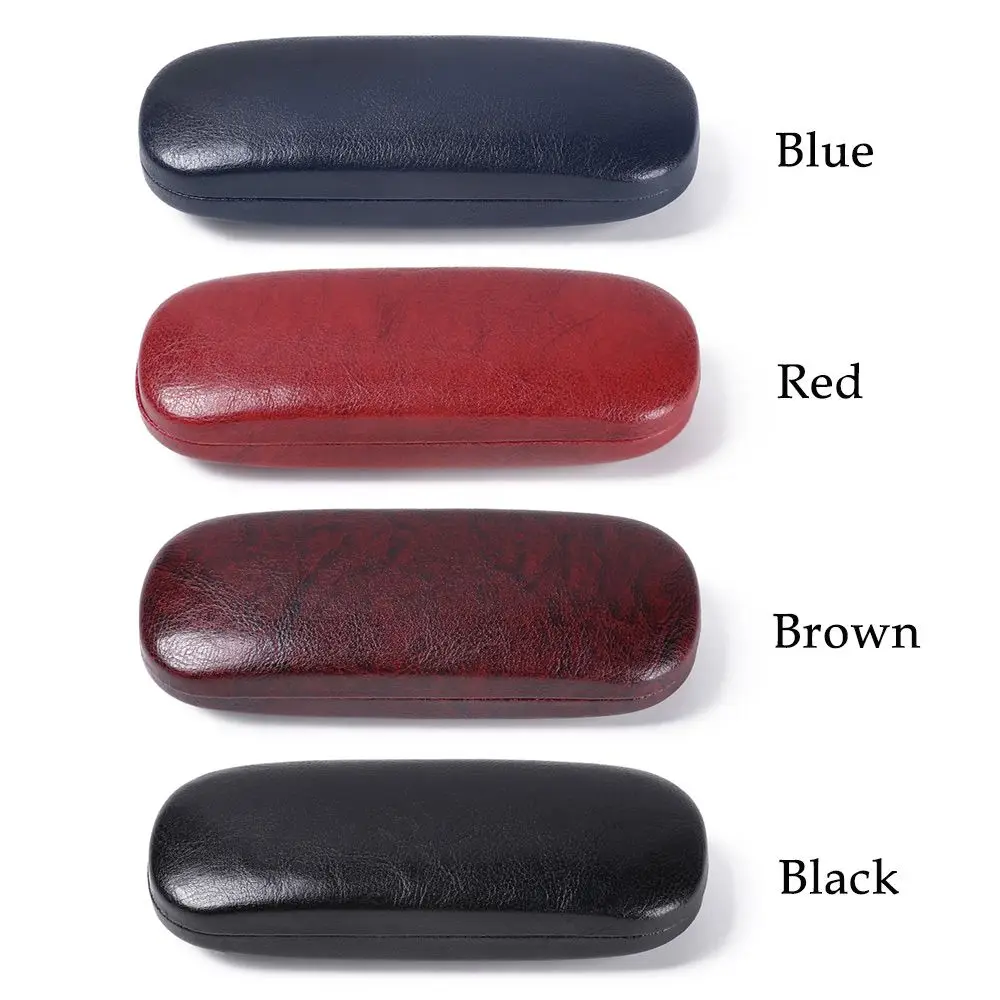 حافظة نظارات جلدية محمولة للنساء والرجال مقاومة للماء بإطار صلب حافظة نظارات للقراءة صندوق نظارات سوداء #5