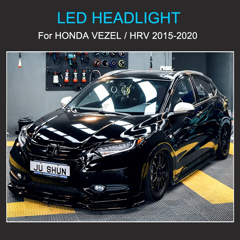 LED Headlights for Honda Vezel HRV HR-V 2015-2018 2019 2020 Headlights Plug and Play with DRL Dynamic Turning Front Head Lights