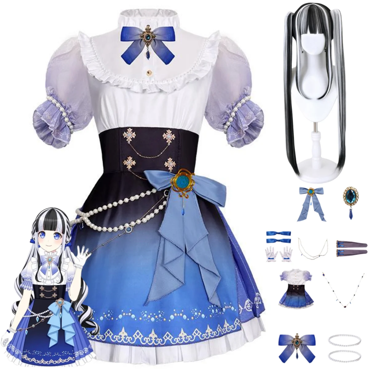 costume-de-cosplay-anime-bang-dream-nyubara-reona-pareo-jupe-lolita-bleue-robe-a-manches-courtes-perruque-tenue-de-carnaval-sexy-et-mignonne-pour-femme