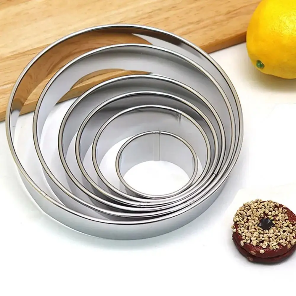 6Pcs/Set New Stainless Steel Cake Ring Mold Round Circle 5/7/9/11/13/15cm Cake Gum Paste Mould DIY Cookie Mousse Cuttur