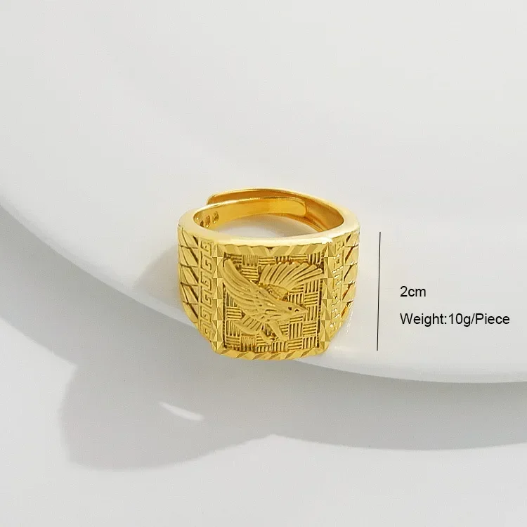 Cincin elang warna emas 24 K Murni 100% Salin cincin jari pertunangan terbuka perhiasan untuk pria wanita cincin jari pernikahan Oro Puro De 24 K