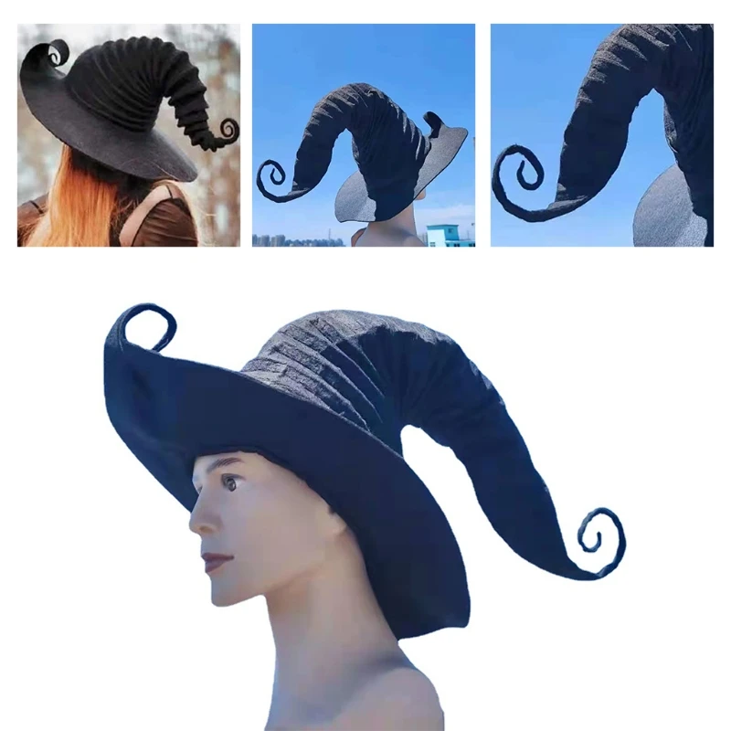 Fashion Large Ruched Halloween Witch Hat Angled Witch Hat Popular for Creative Witch Props Gifts for Halloween Party Fav