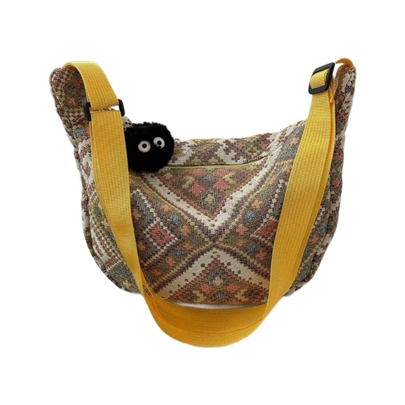 Ethnic Dumpling Bag for Casual Shoulder Carry Canvas Crossbody Bags