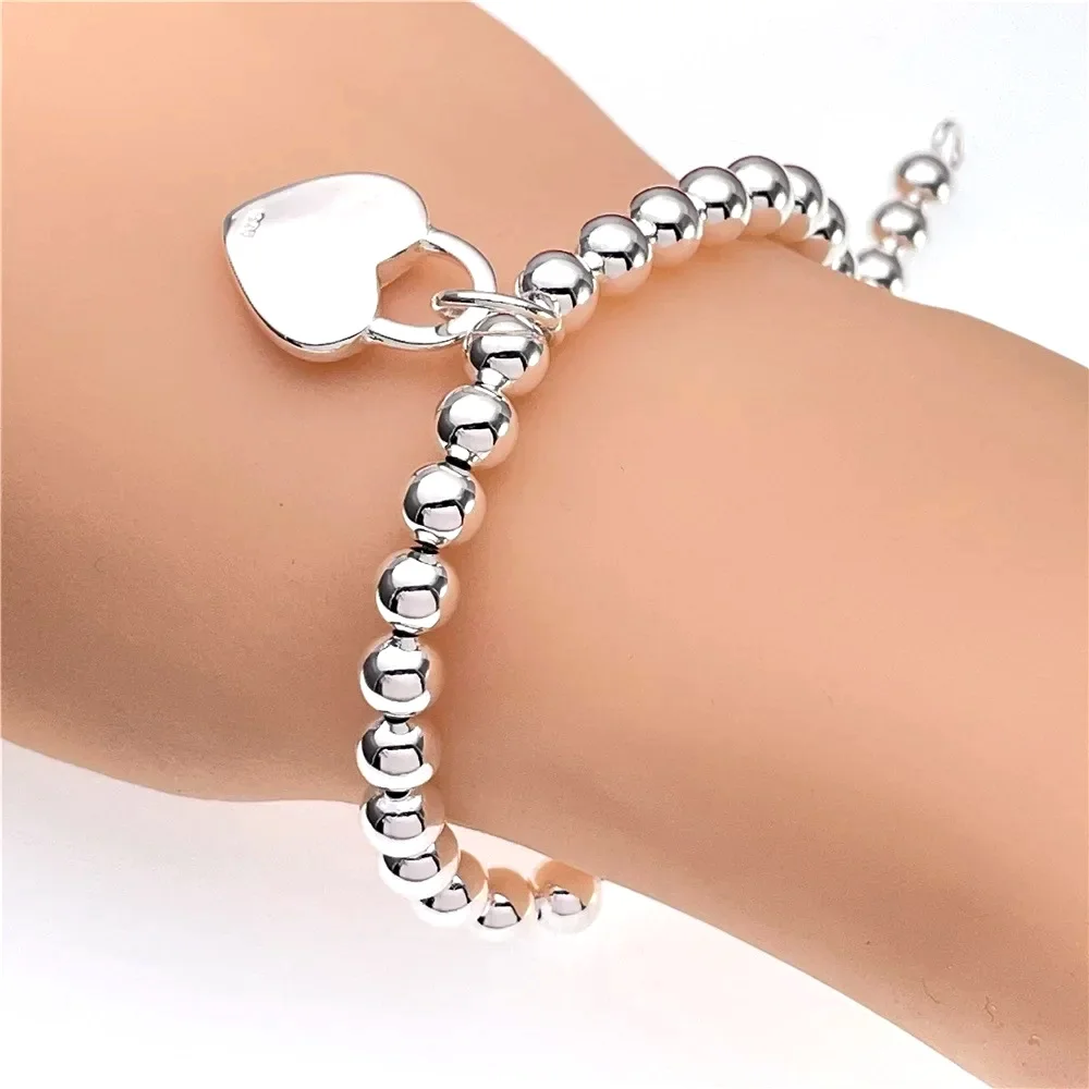 Fine Noble Solid 925 Sterling Silver Chain Bracelet for Women Men, Minimalist Link Charm Bangle, Wedding Party Fashion Wrist Jewelry Holiday Gift