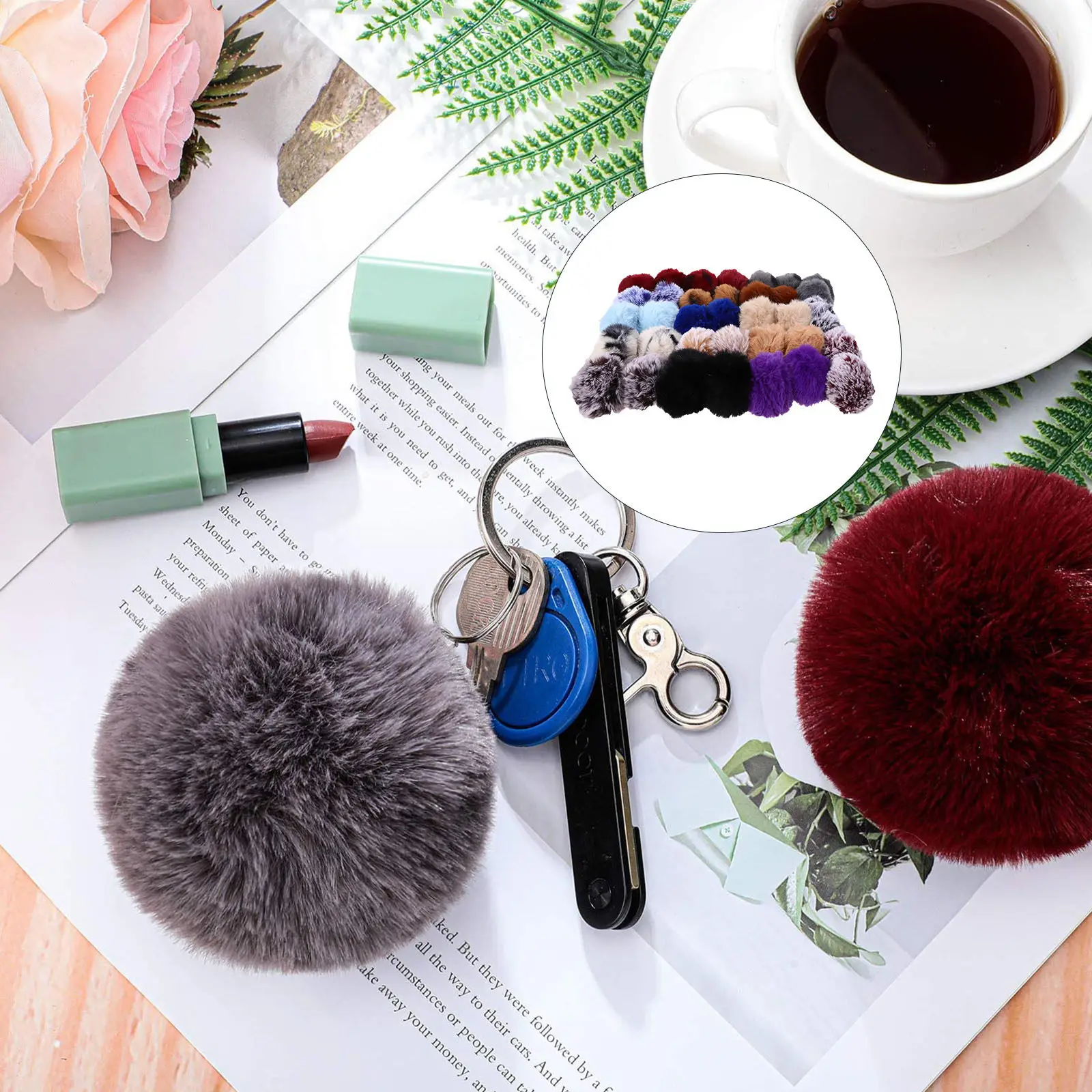 

36pcs Mixed Color Furry Pompom Decor For Diy Craft Hat Shoe Bag Keychain Pendant Pom Poms Diy Handicraft Trims