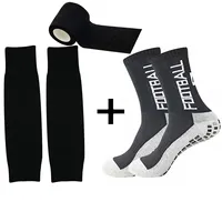 3Pairs Set Anti-slip Football Socks and Knee Pads Calf Sleeves Men Women Sports Socks Breathable Football Basketball Grip Socks