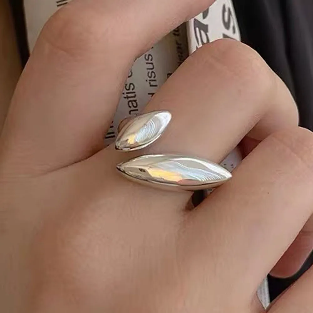 

Женское кольцо из серебра 925 пробы, простое винтажное регулируемое широкое кольцо на палец ручной работы, модная женская бижутерия в подарок