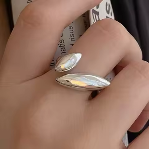 925 Sterling Silver Rings For Women Simple Vintage Handmade Adjustable Finger Wide Big Ring Fashion Band Female Bijoux Gift