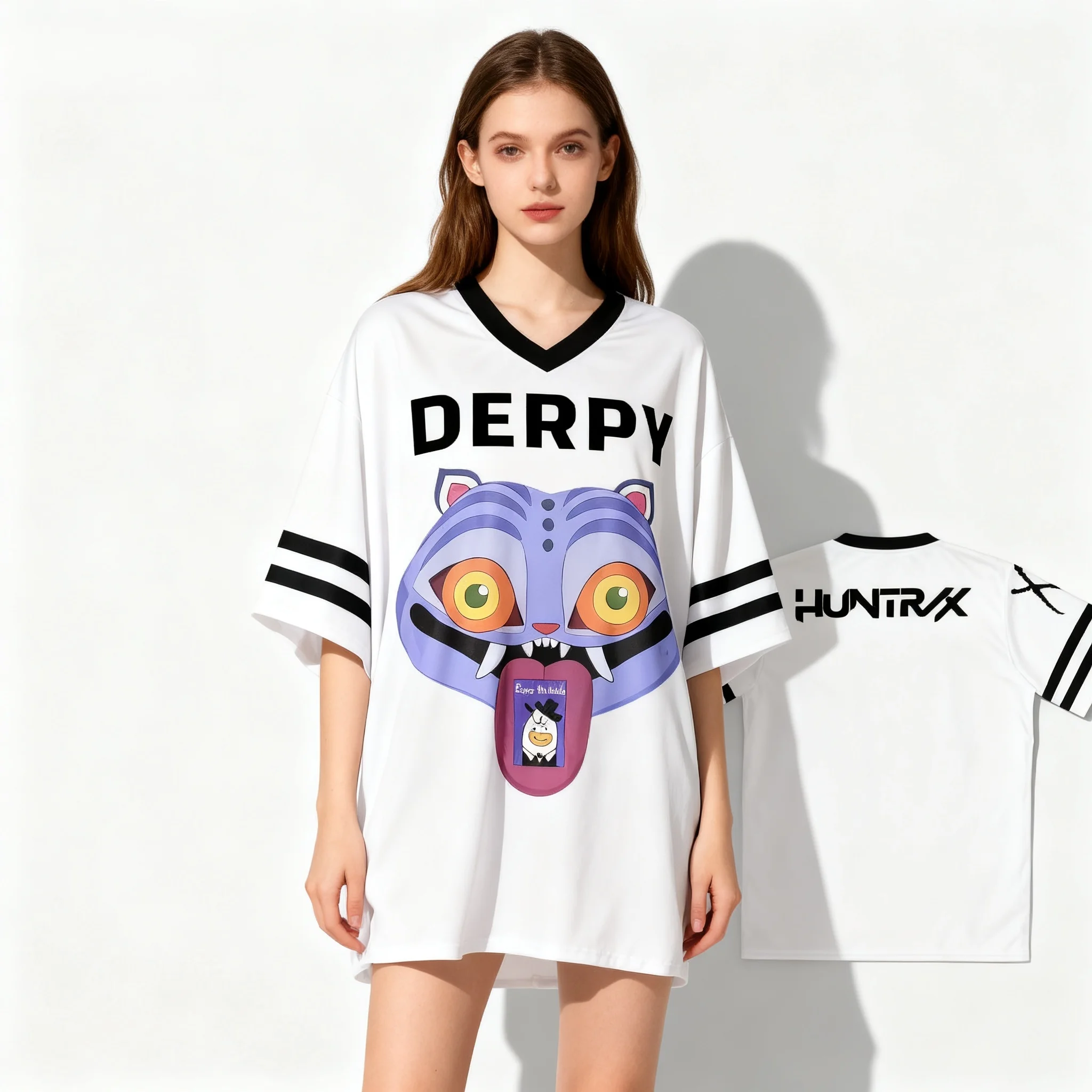 

Kpop Witch Hunt Tiger Бейсбольная куртка Edition Летняя футболка Негабаритная модная американская уличная женская мужская футболка для взрослых и детей