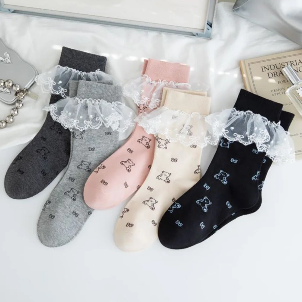 

Носки женские кружевные в стиле «лолита», 5 пар