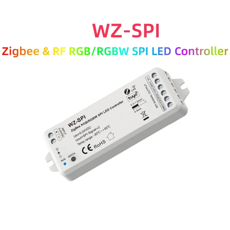 WZ-SPI + R9 KIT Tuya Zigbee SPI kontroler Led RF pilot DC5-24V ściemniacz dla RGB RGBW Pixel WS2811 2812B taśmy LED