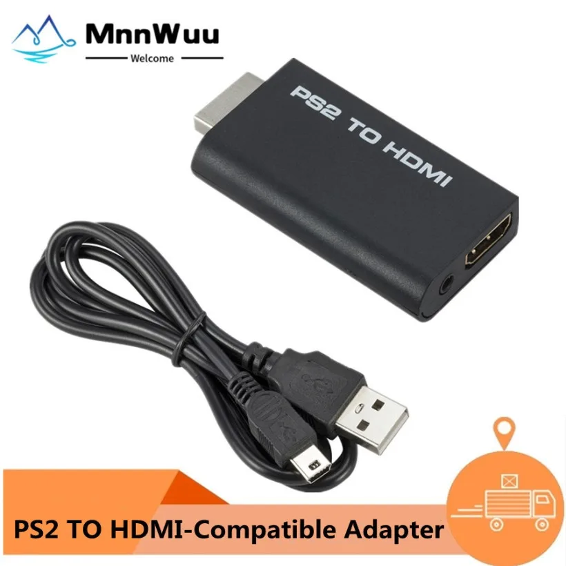 

MnnWuu PS2 to HDMI-Compatible 480i/480p/576i Audio Video Converter with 3.5mm Audio Output Supports PS2 Display Modes PS2 TO HD