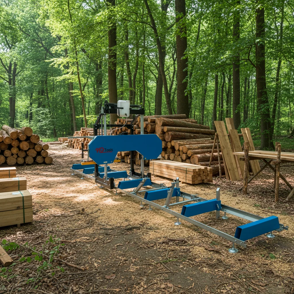 HY550G Portable Sawmill Ga soline Log Band Saw Horizontal Swing Blade Mobile Saw Mill