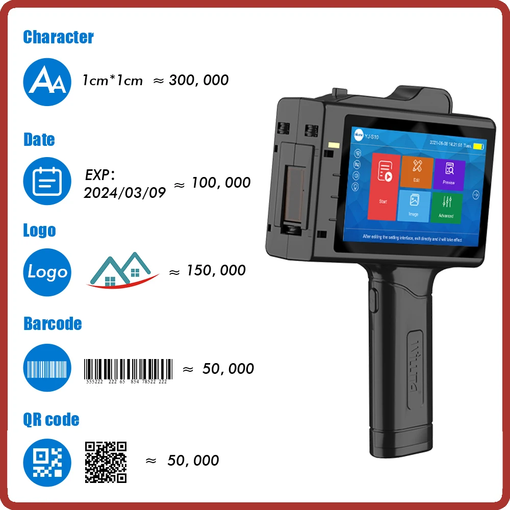 Imagem -03 - Willita-portátil Handheld Inkjet Impressora Navio Rápido Expirar Data Número de Série Código de Barras Código qr Máquina de Codificação do Logotipo 254 Milímetros