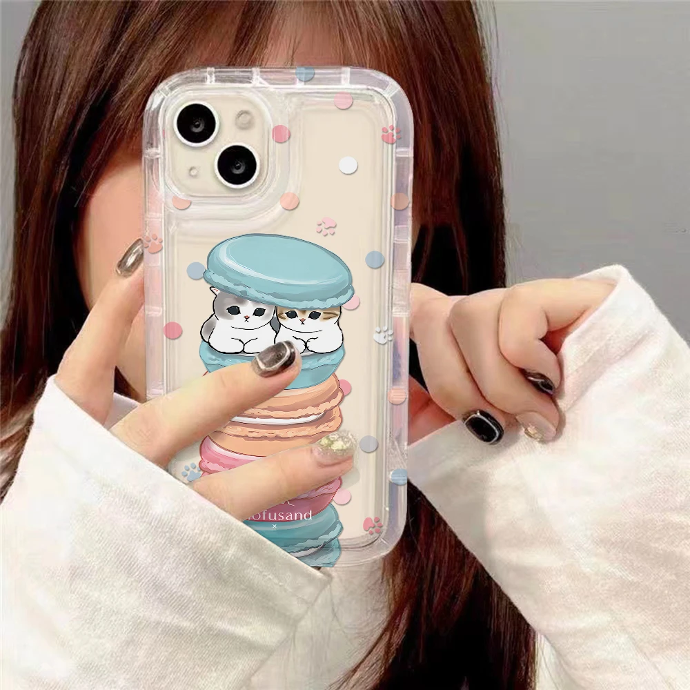 Cute mofusands cat Clear Case for Samsung Galaxy S10 S20 S20 S21 S21 S22 S23 S24 S25 FE Ultra Plus 5G Airbag Shockproof Cover