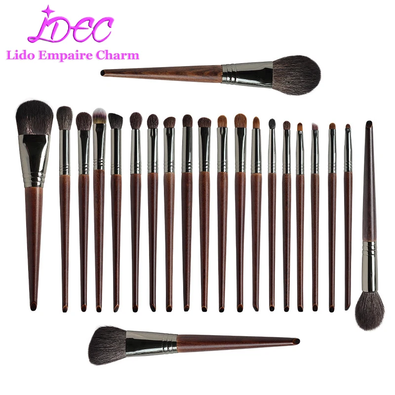 24 /26 Premium Natural Goat Hair Cosmetic Makeup Brush Set - Expertly Applies Foundation, Blends Blush, Conceals Imperfections