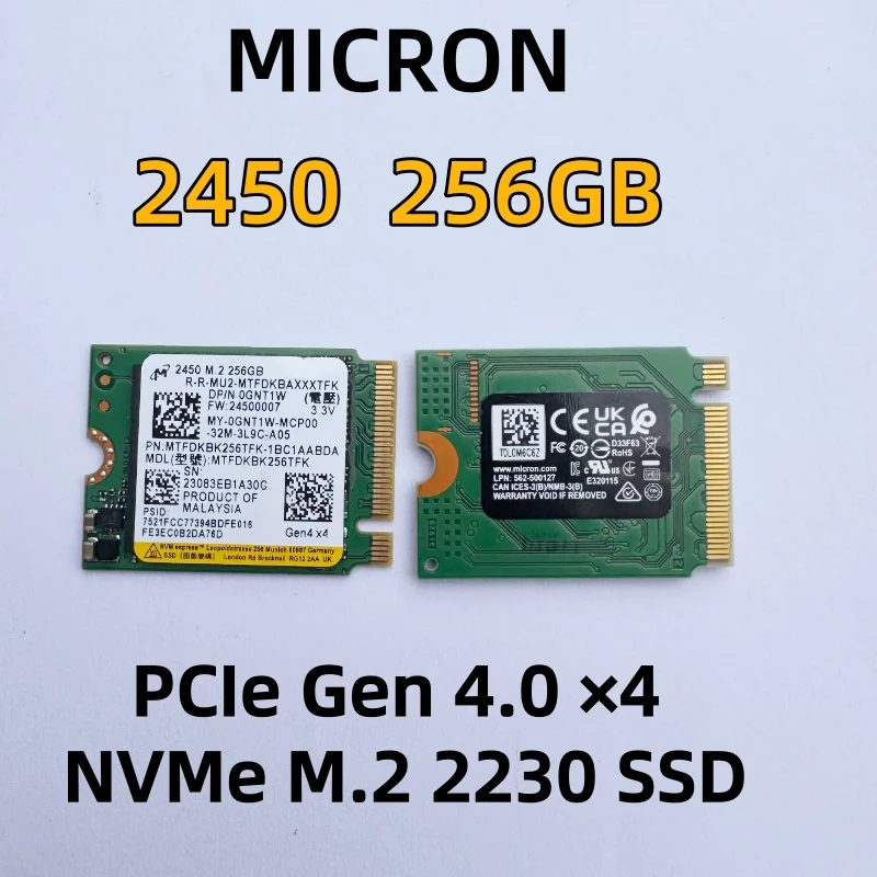 Crucial MICRON M.2 2230 SSD 2450/2550 256GB PCIe Gen 4.0 × 4 NVMe