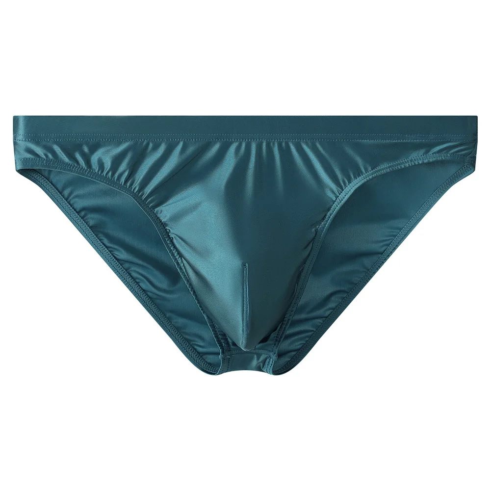 Mens Underwear Satin-like T-Back Solid Calcinha Ice Silk Briefs Stretch Panties Breathable Lingerie Low-Rise Underpants Fashion