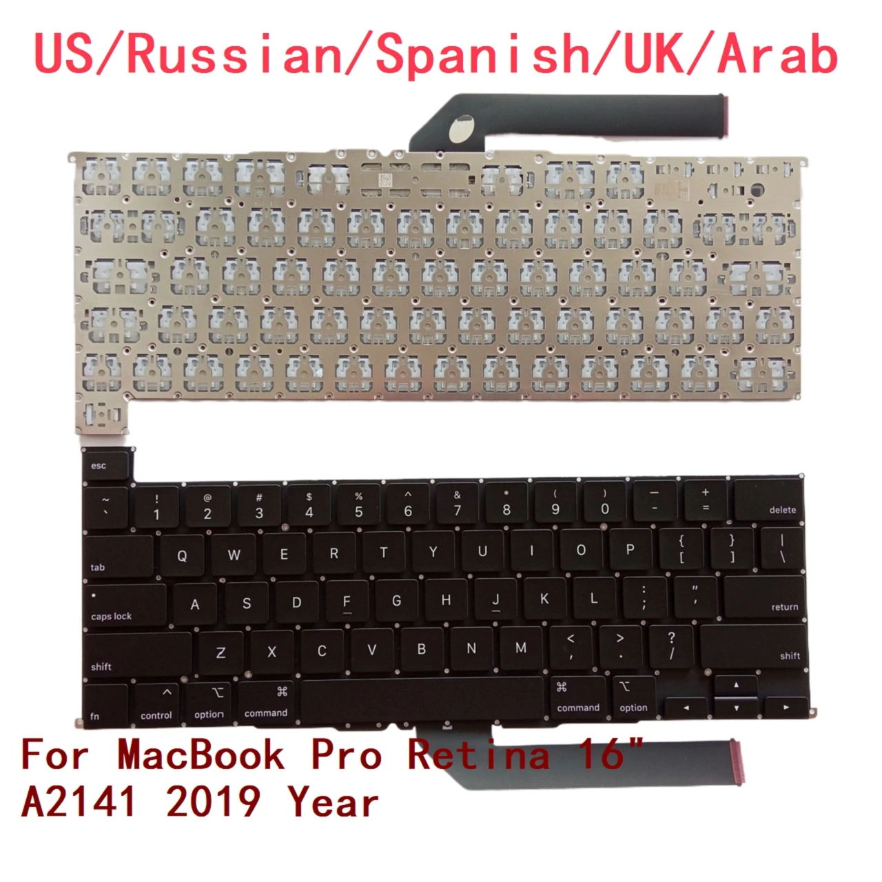 

New US Russian Spanish UK Arab Laptop Keyboard For Apple MacBook Pro Retina 16" A2141 2019 Year Notebook PC Replacement